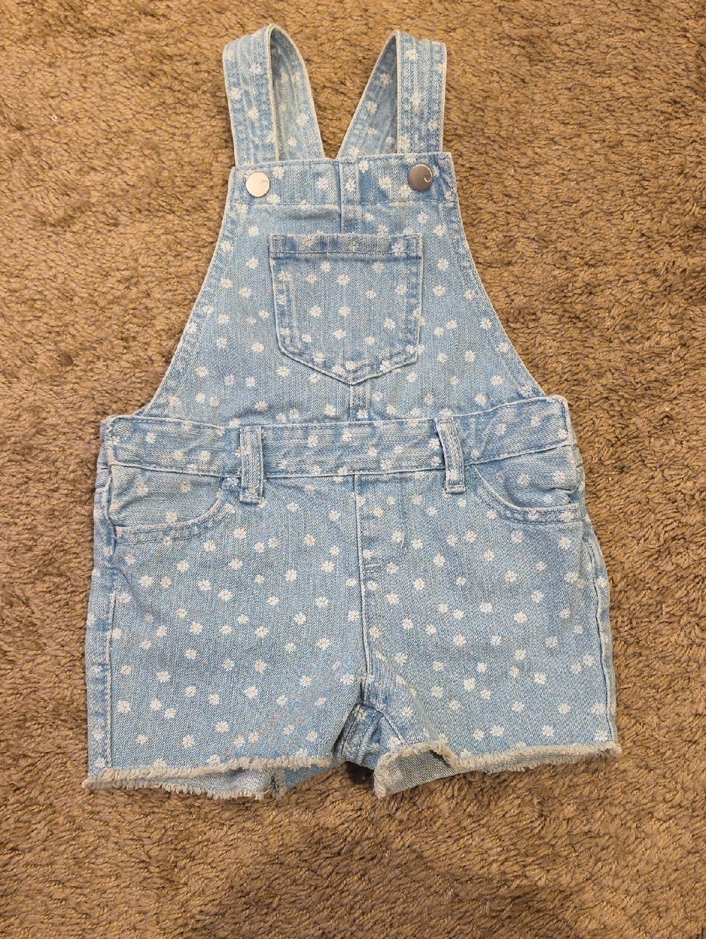 The Children's Place Light Blue Polka Dot Denim Short Overalls